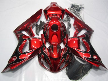 CBR 1000 RR 2006-2007 Verkleidung - Rote Schwarz Flamme