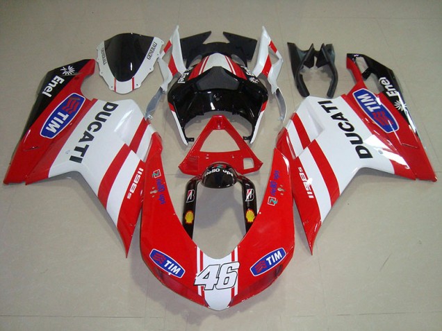 Ducati 1098 2007-2014 Verkleidungen - Rot Weiß Tim 46