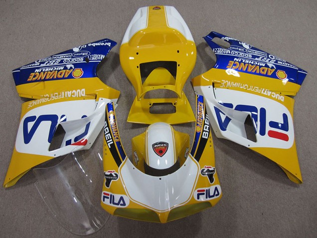 Ducati 748 1993-2005 Verkleidungen - Gelb Weiß Fila