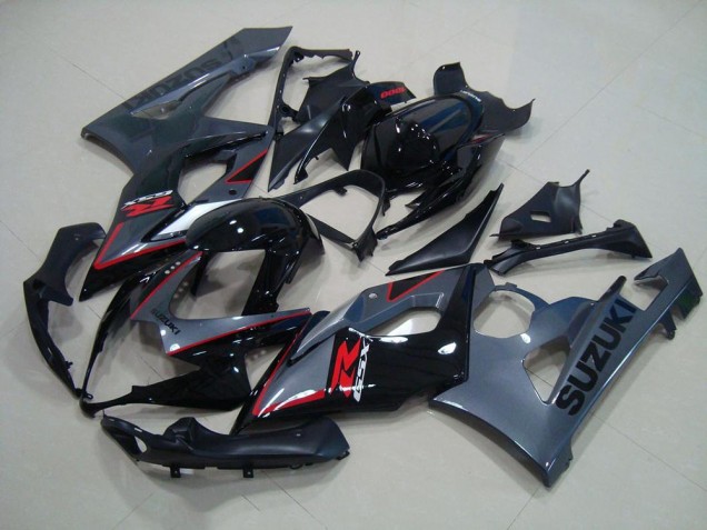 GSXR 1000 K5 2005-2006 Verkleidungen - Schwarz Rote Aufkleber