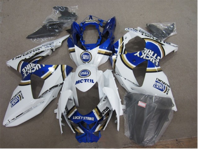 GSXR 1000 K9 2009-2016 Verkleidungen - Weiß Lucky Strike Blau Motul