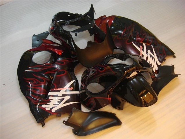 GSXR 1300 Hayabusa 1996-2007 Verkleidung - Schwarz rote Flamme