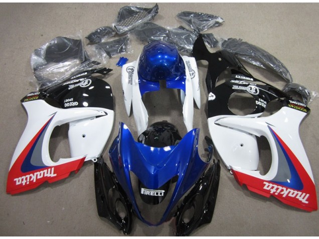 GSXR 1300 Hayabusa 2008-2019 Verkleidungen - Weiß Blau Makita