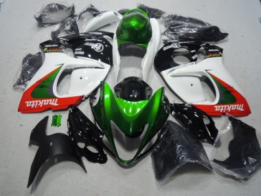 GSXR 1300 Hayabusa 2008-2019 Verkleidungen - Weiß Grün Makita