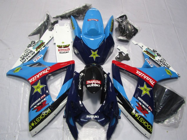 GSXR 600 K6 2006-2007 Verkleidungen - Blau Weiß Rockstar Makita