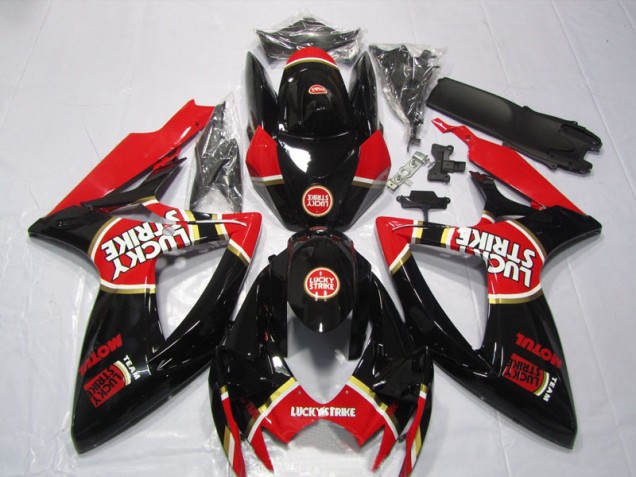 GSXR 600 K6 2006-2007 Verkleidungen - Schwarz Rot Lucky Strike Motul