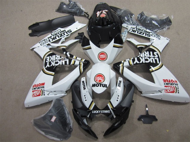 GSXR 600 K6 2006-2007 Verkleidungen - Schwarz Weiß Lucky Strike Motul