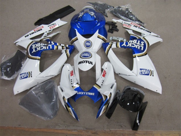 GSXR 600 K6 2006-2007 Verkleidungen - Weiß Blau Lucky Strike Motul