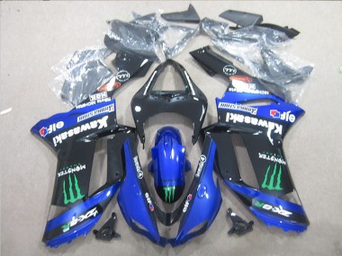 ZX6R 2007-2008 Verkleidung - Schwarz Blau Grün Monster